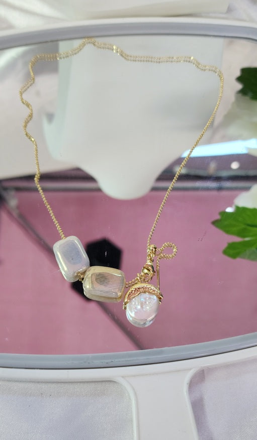 💮Square pearl and hazelnut choker.📿