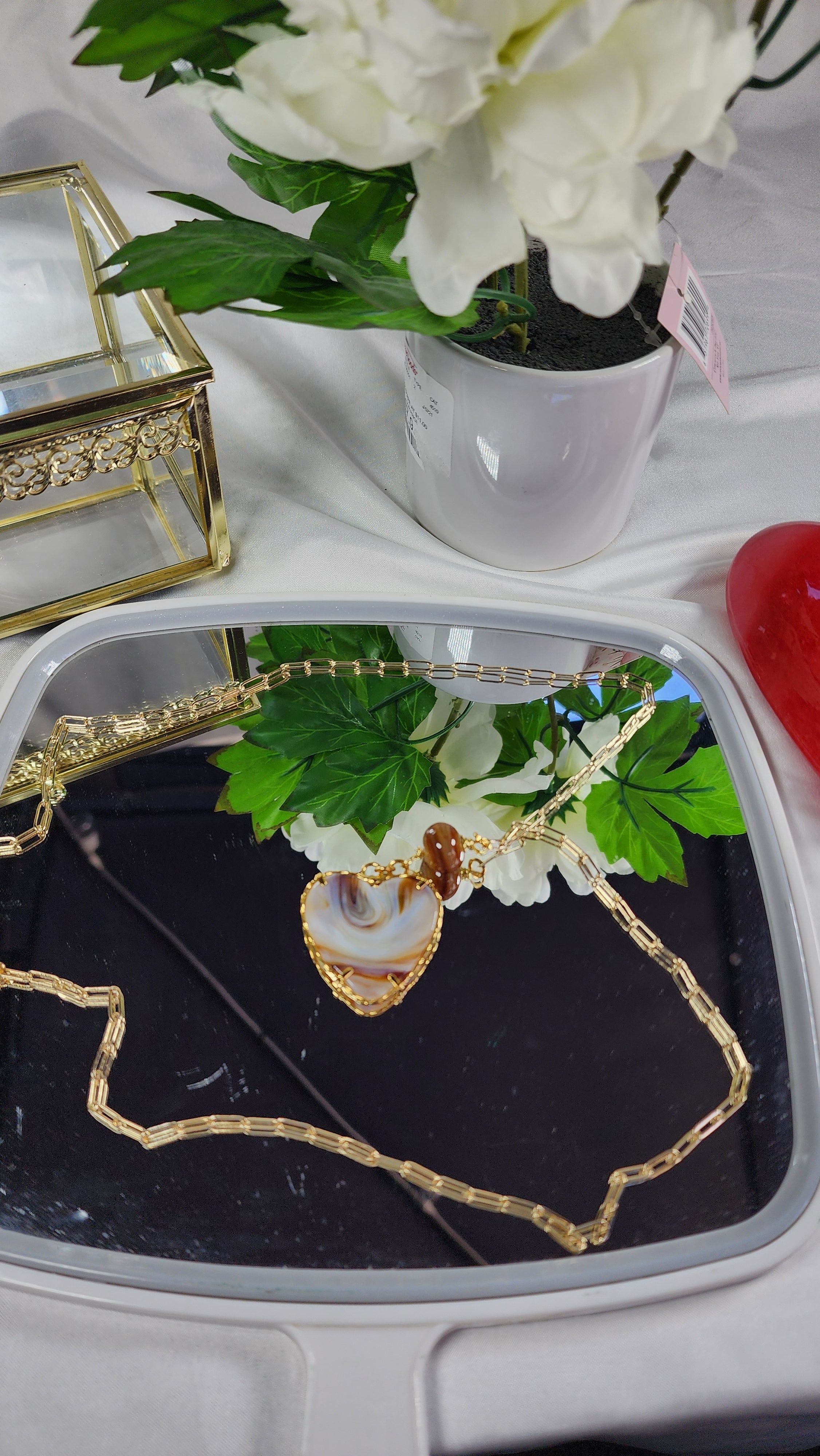 💮Agate Heart Cabochon Necklace📿