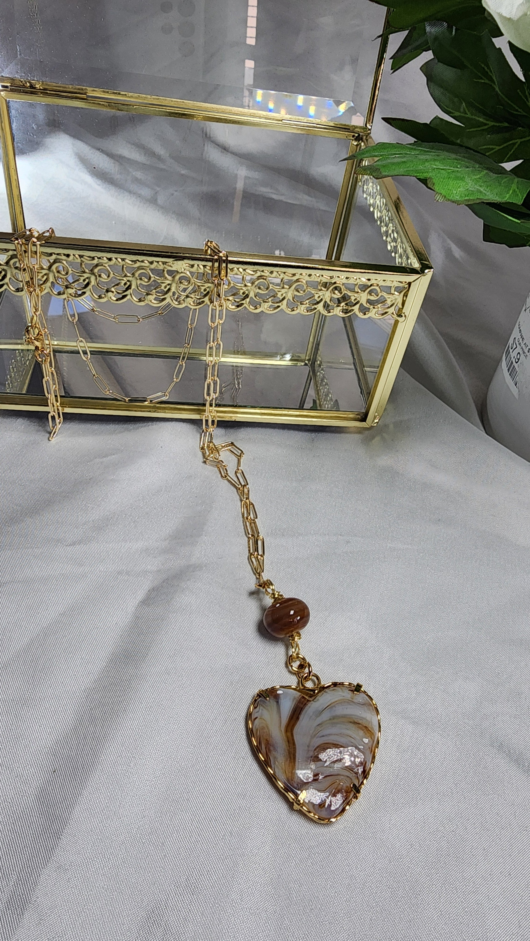 💮Agate Heart Cabochon Necklace📿