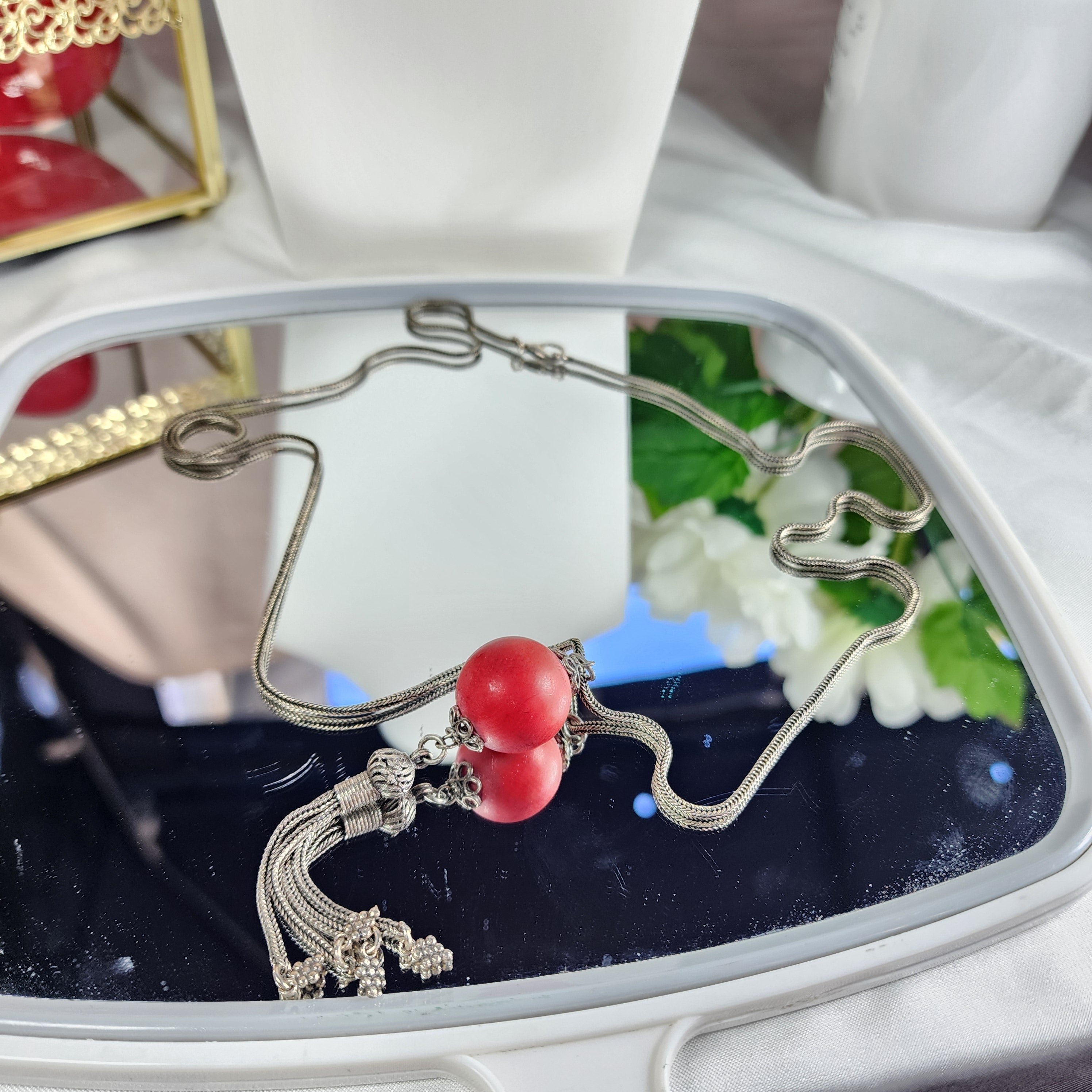 💮Collar de coral rojo.📿 