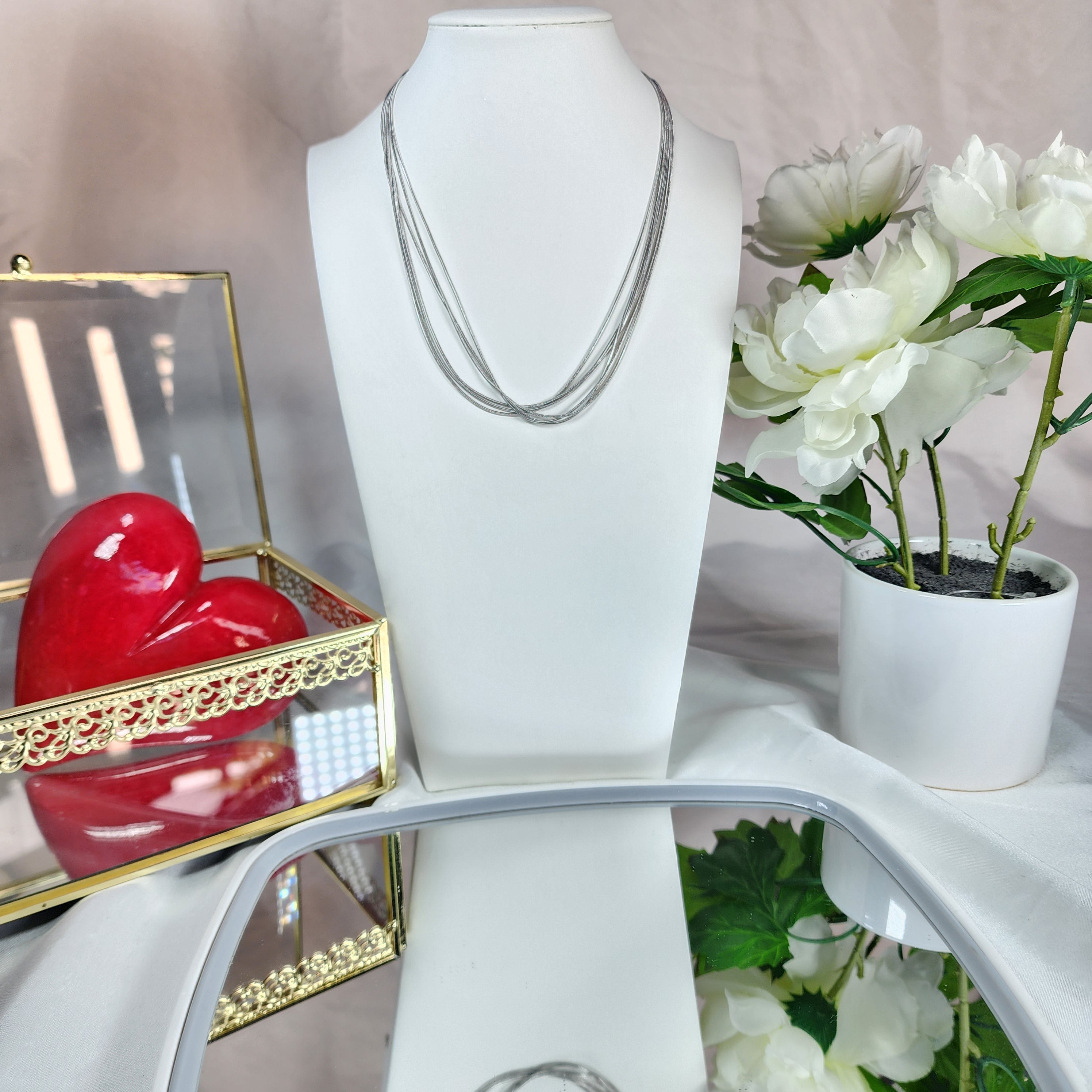 💮Five-row sterling silver water-resistant choker.📿