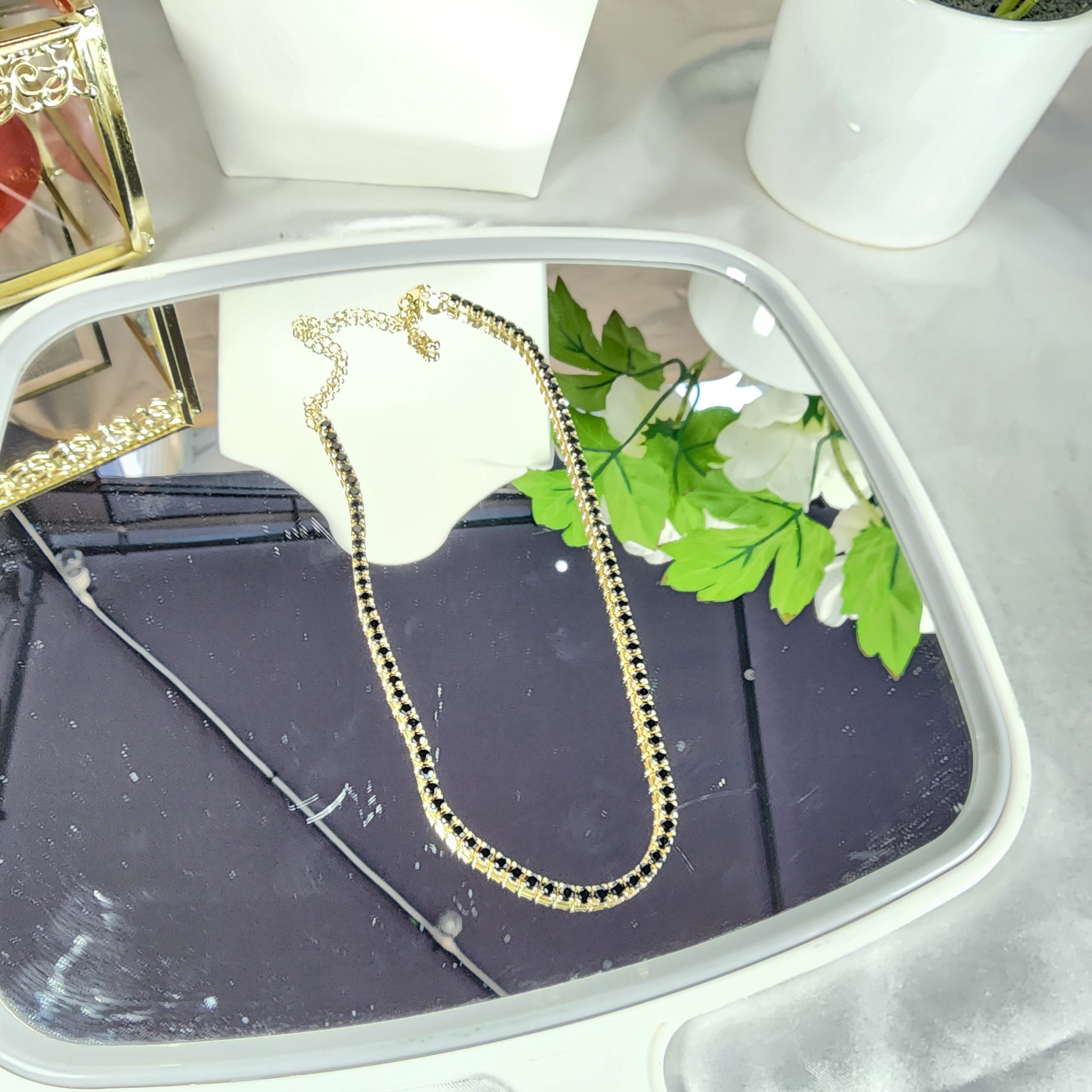 💮Black Tennis Choker Necklace📿