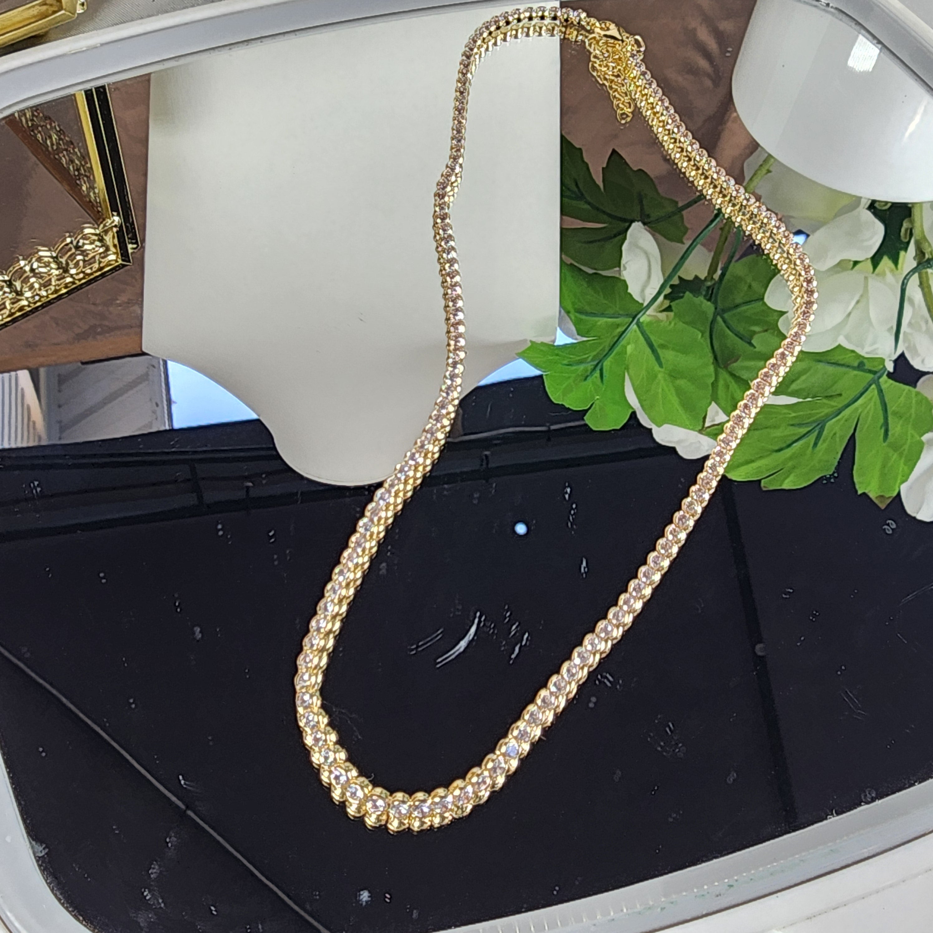 💮Tennis choker necklace with rhinestones.📿