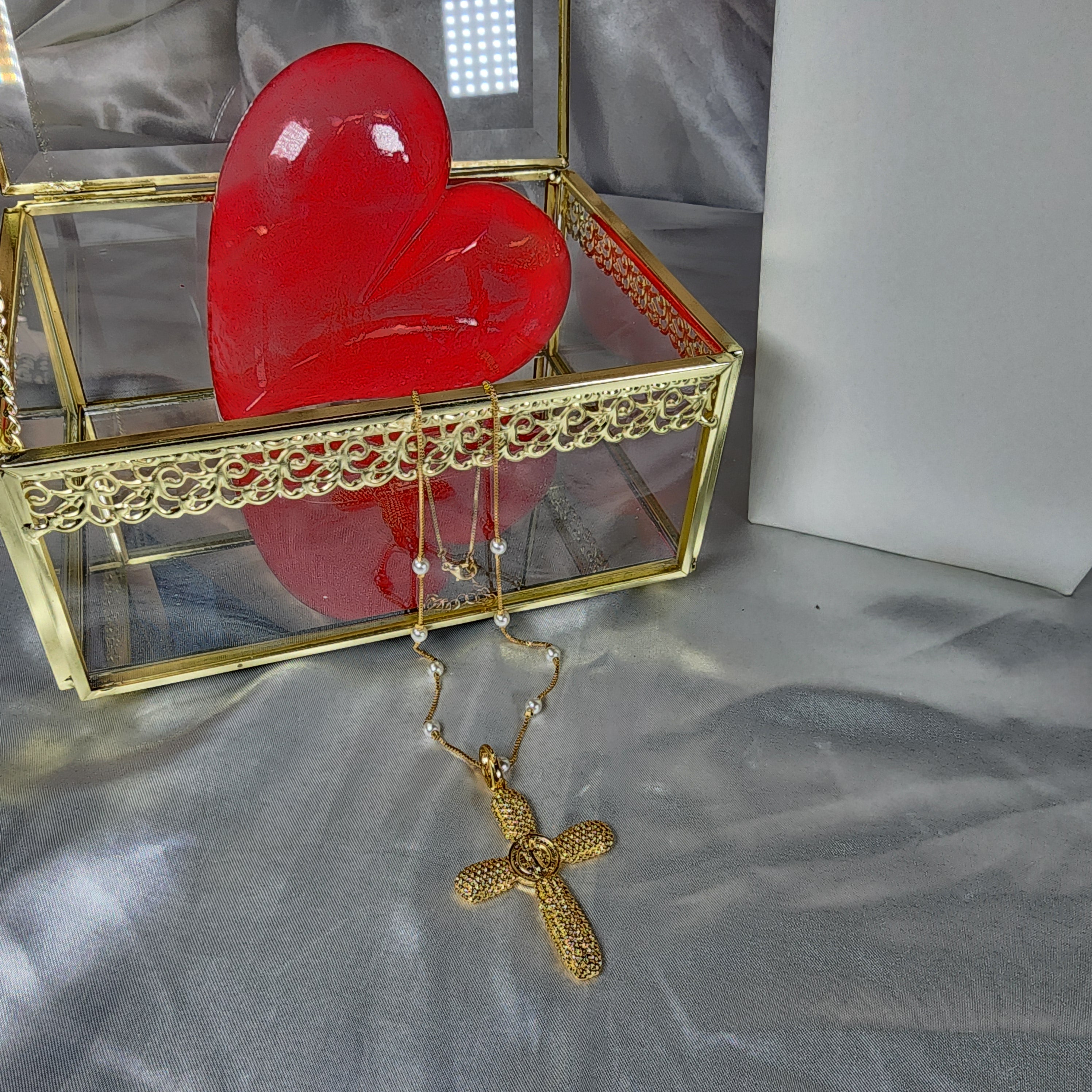 💮Pearl and cross necklace.📿