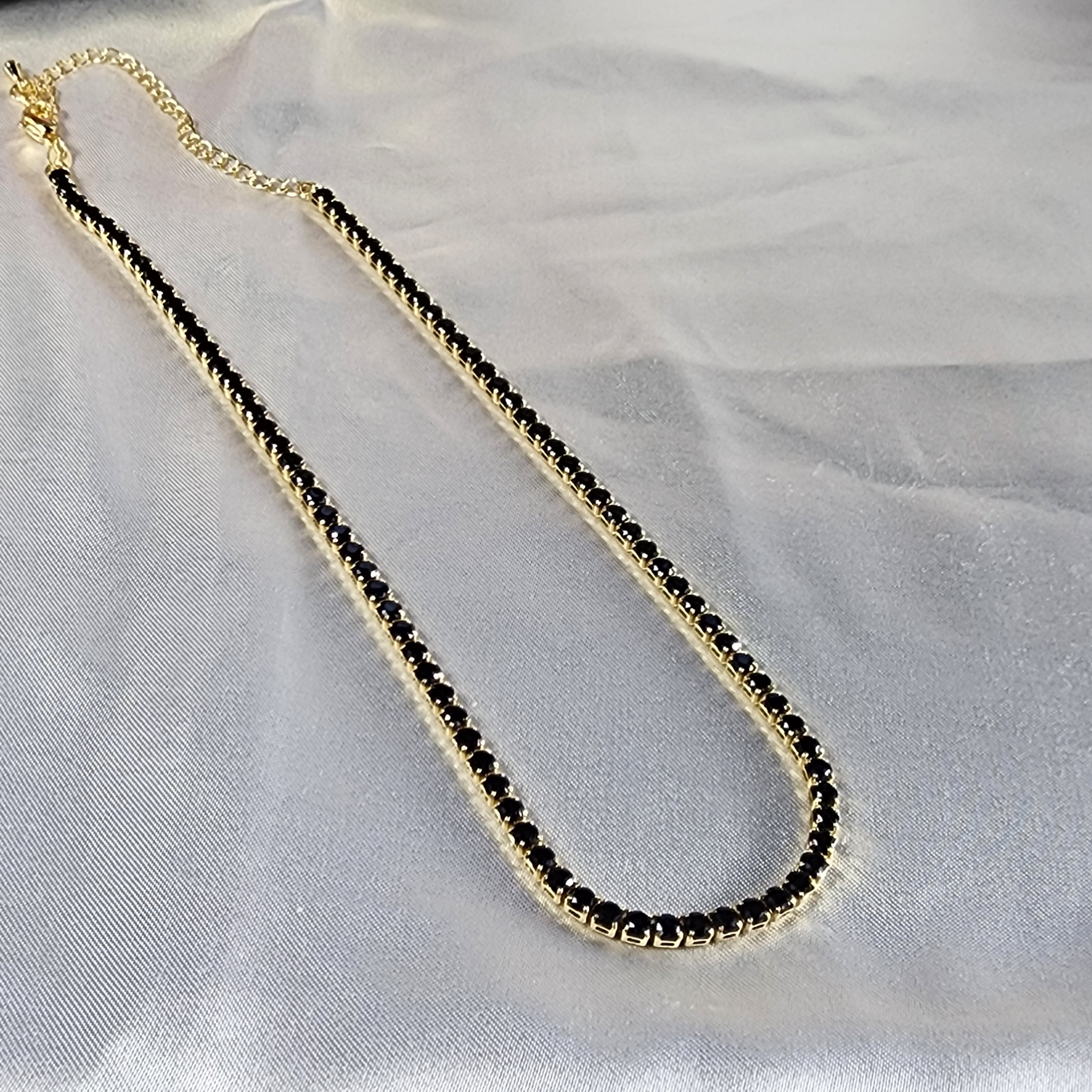 💮Black Tennis Choker Necklace📿