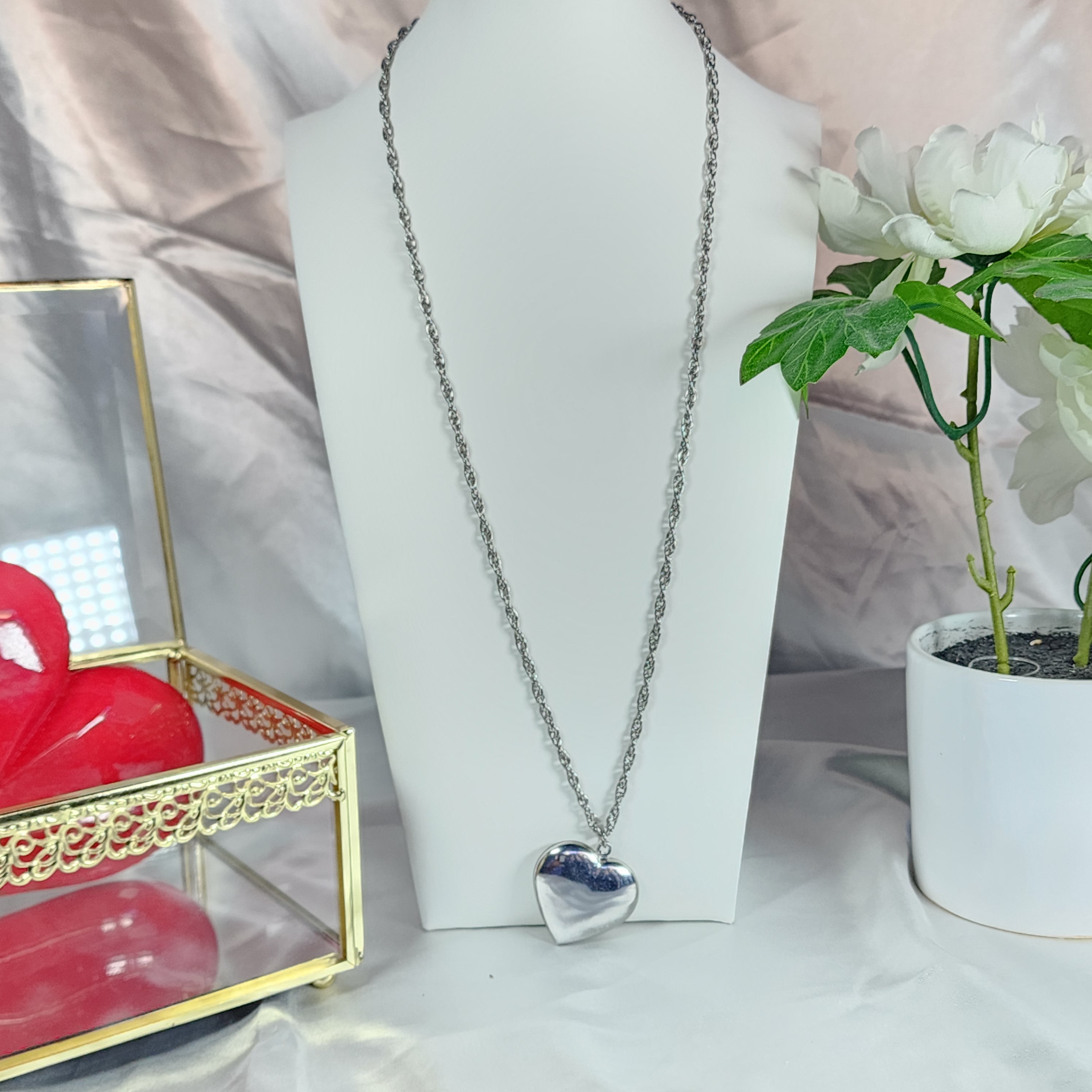 💮Silver heart necklace.📿
