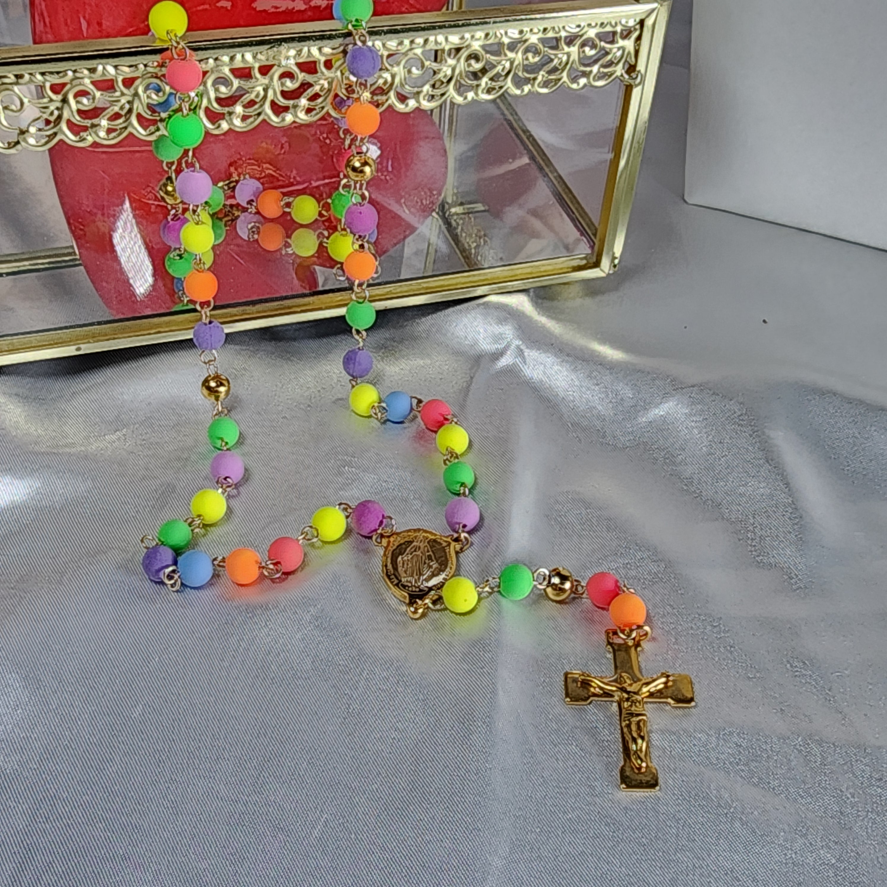 💮Multicolor rosary-style necklace.📿