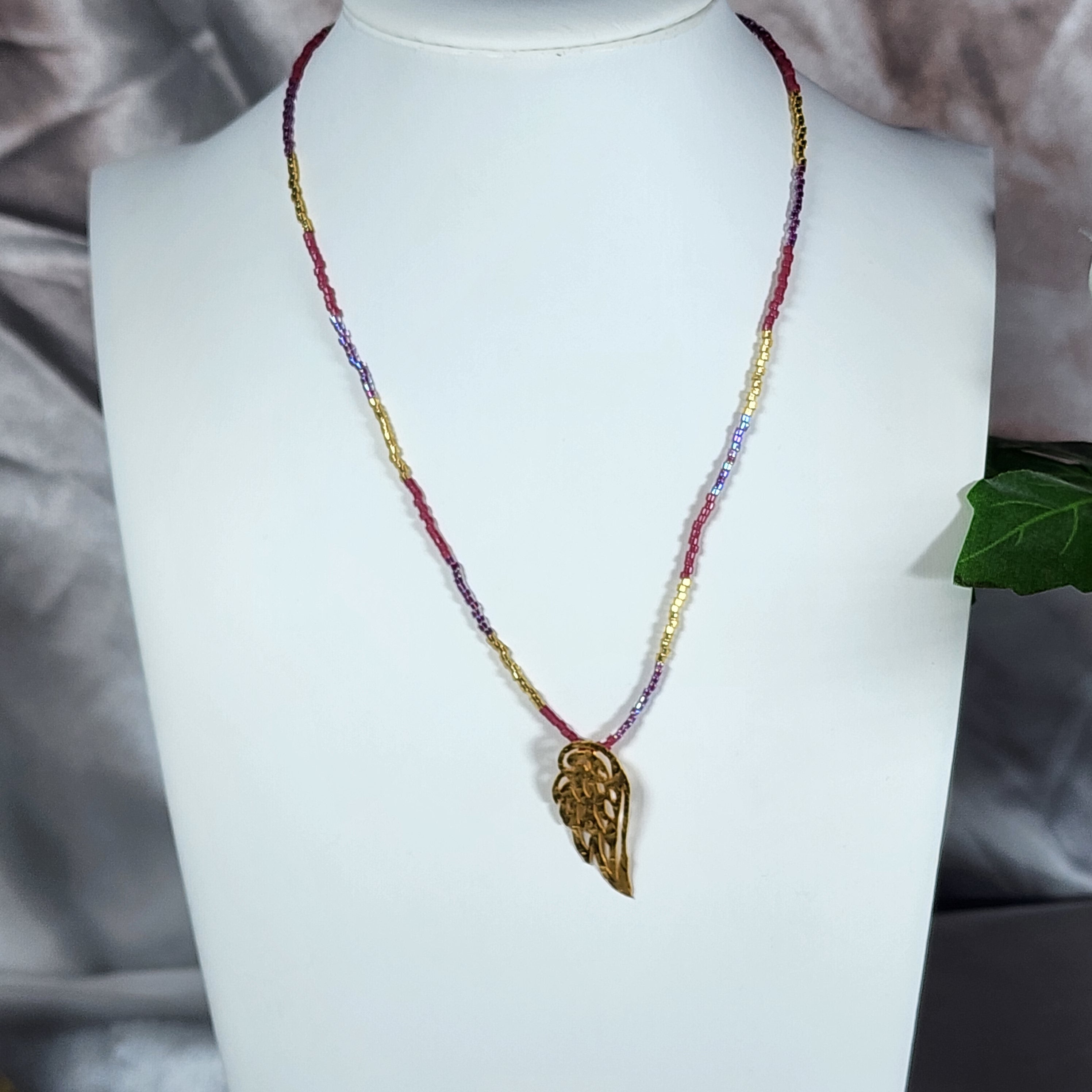 💮Handcrafted angel wing choker necklace.📿