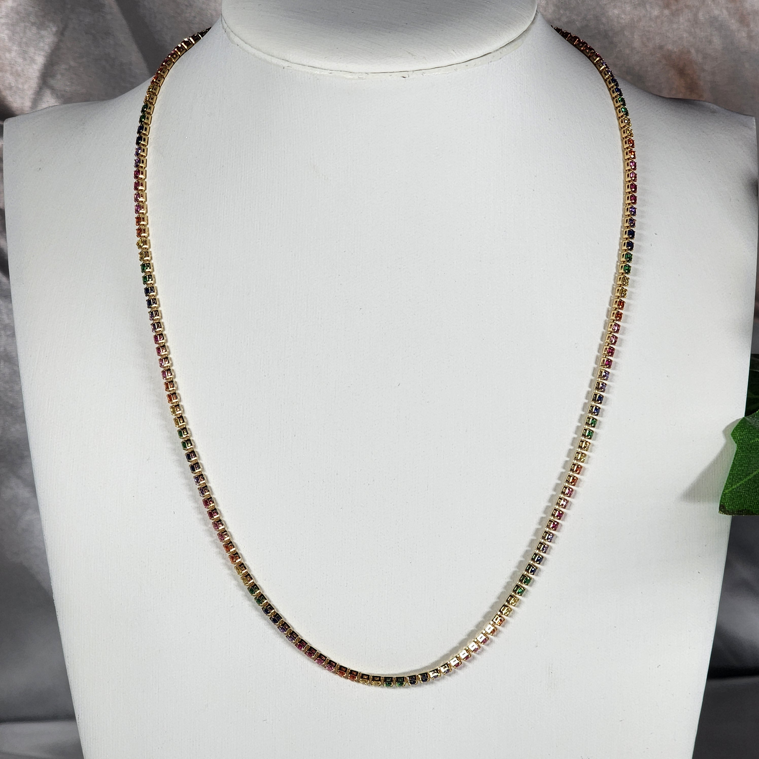 💮Rainbow spectrum tennis choker with sparkling lab-grown diamonds.📿
