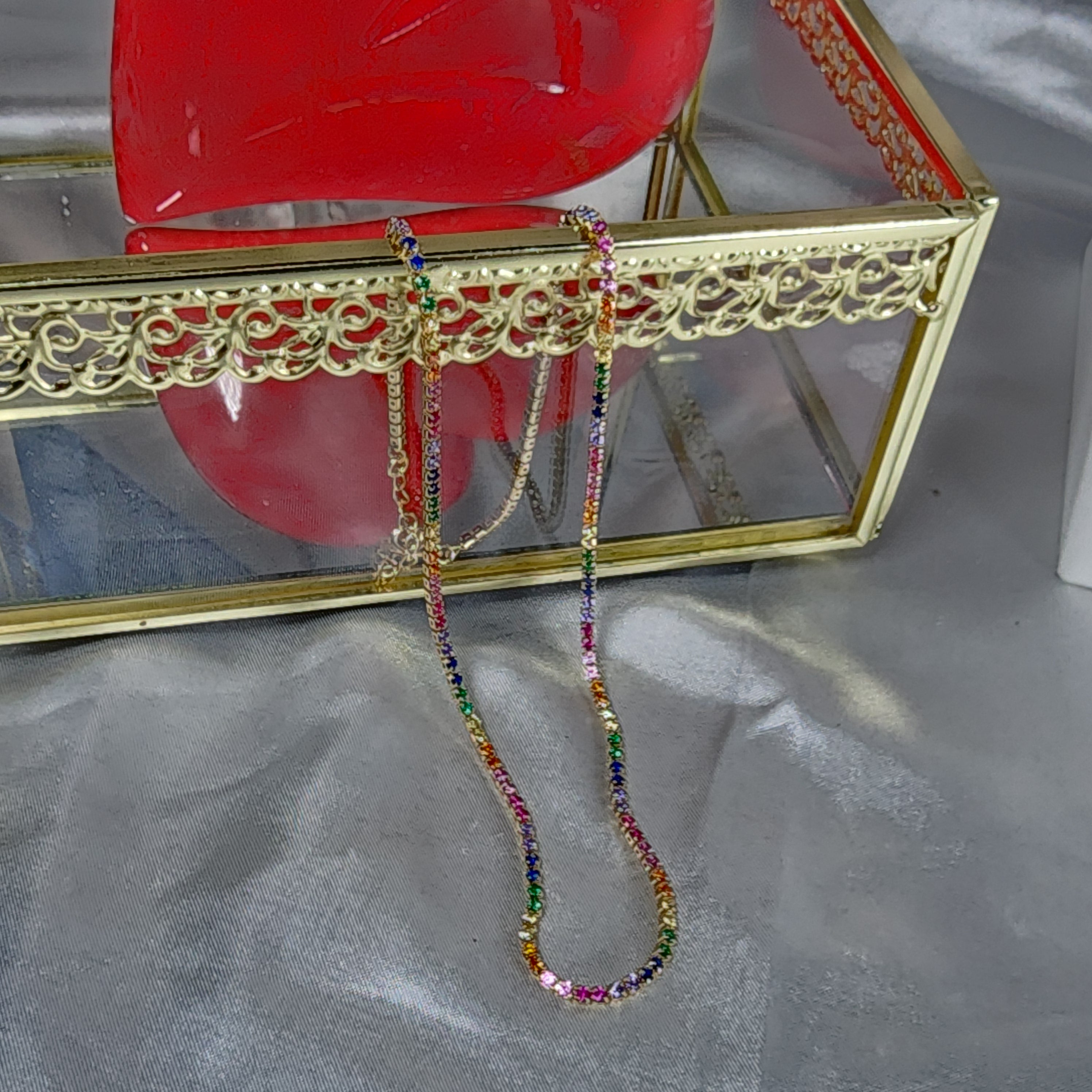 💮Rainbow spectrum tennis choker with sparkling lab-grown diamonds.📿