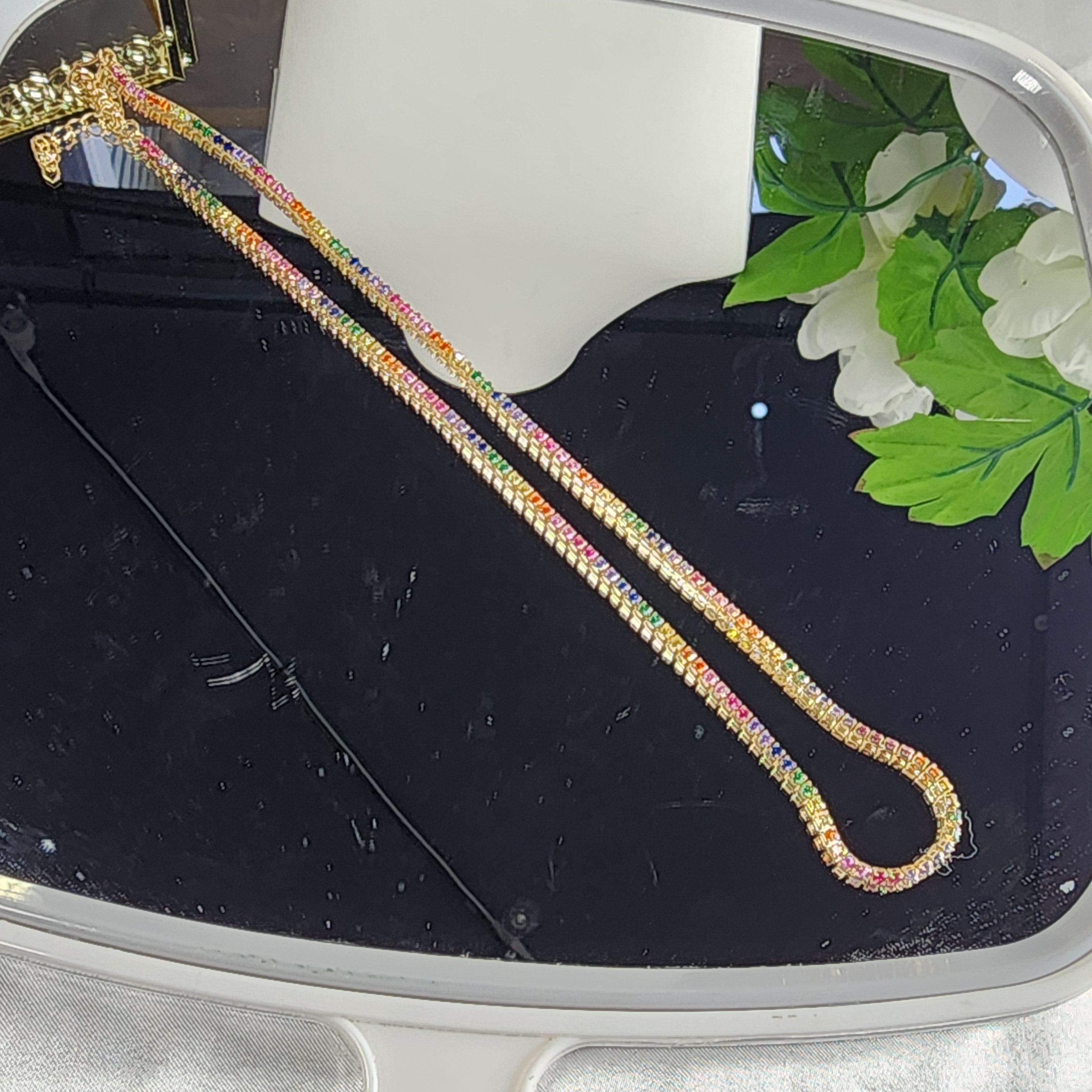 💮Rainbow spectrum tennis choker with sparkling lab-grown diamonds.📿