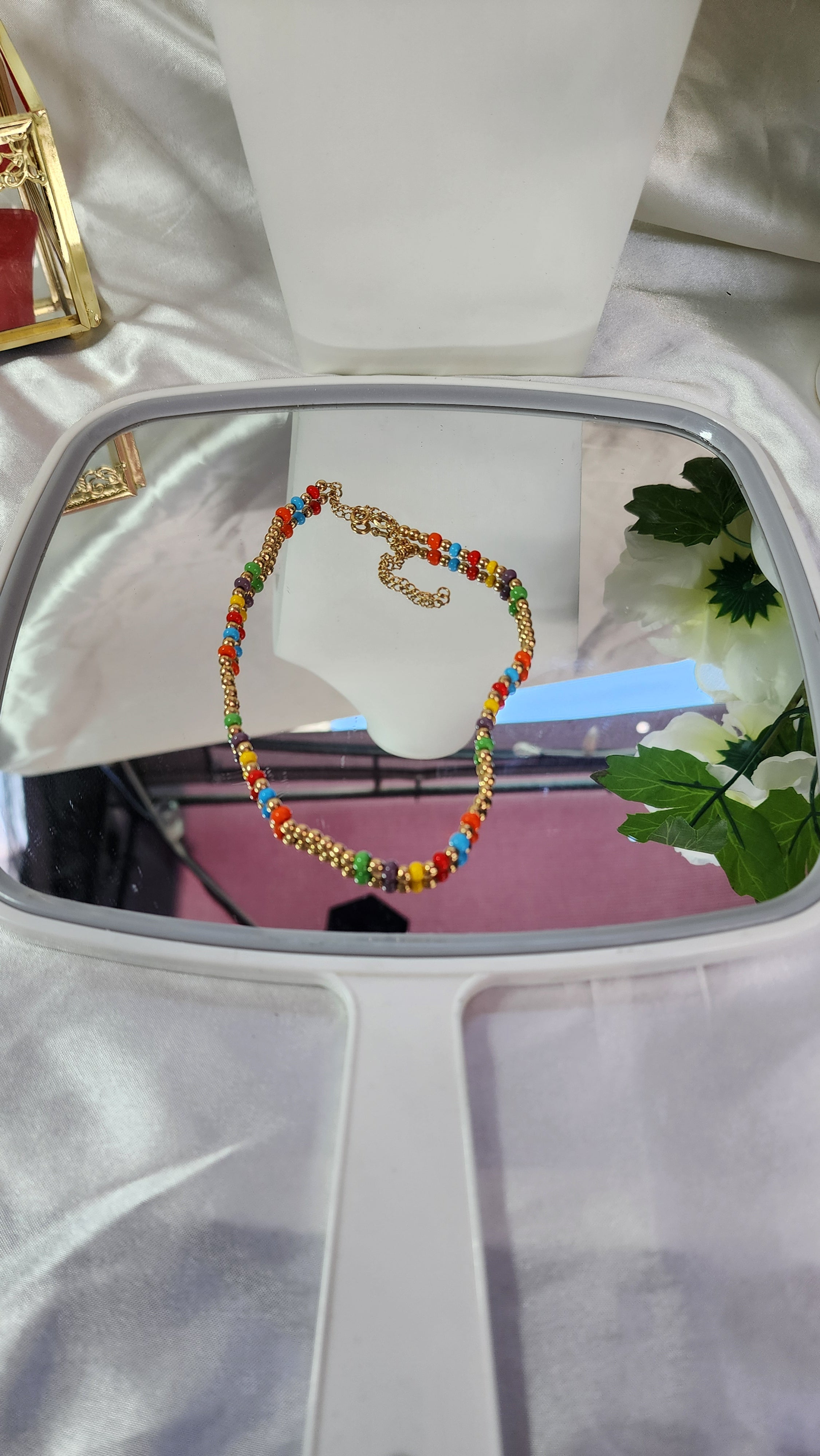 💮Multicolor round stone choker.📿