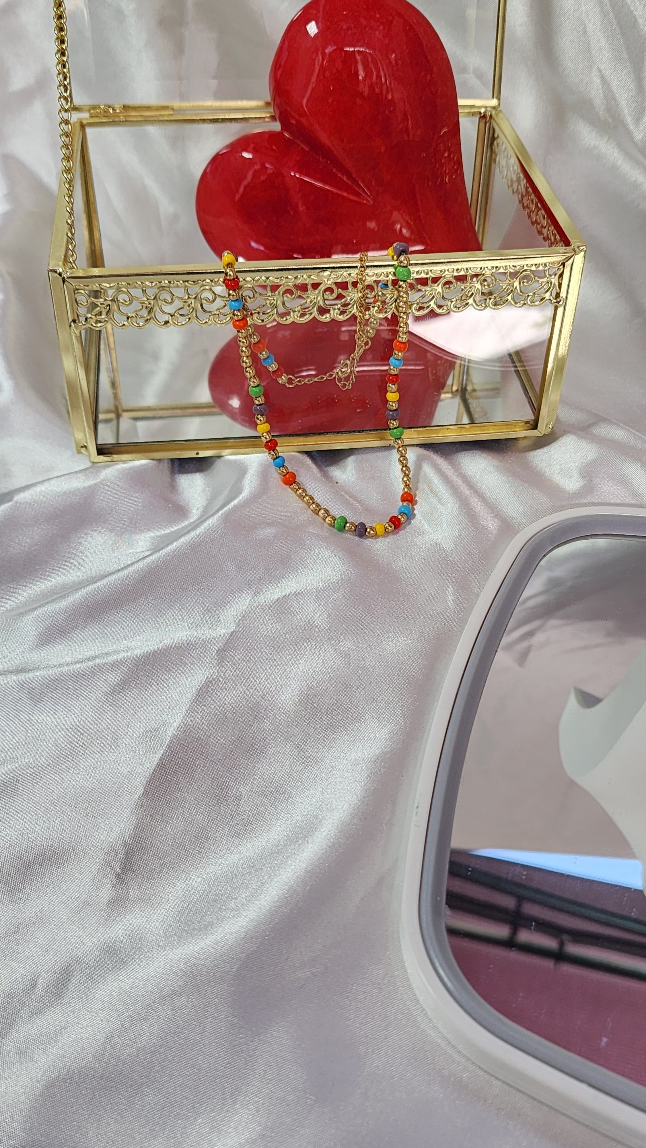 💮Multicolor round stone choker.📿