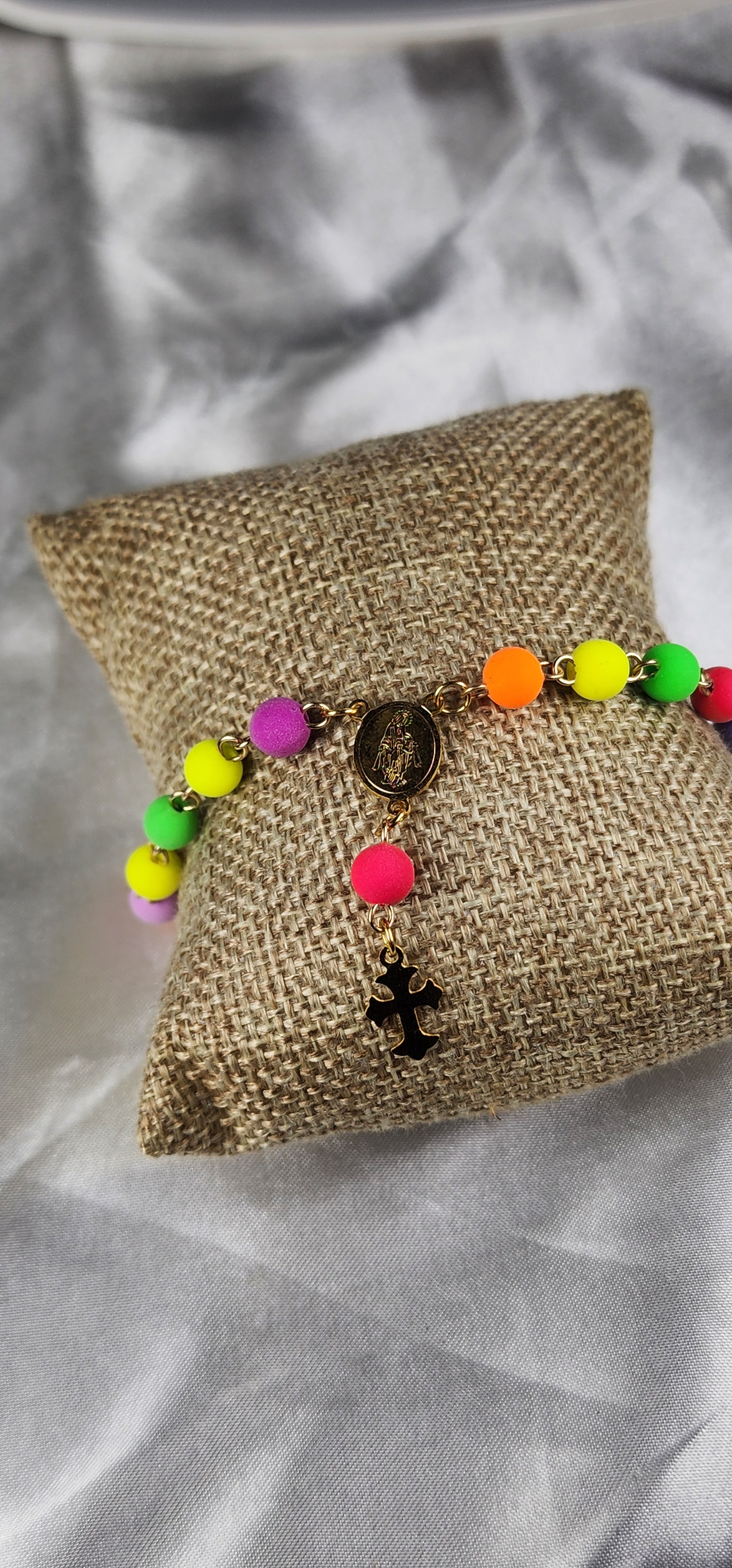 💮Multicolor rosary anklet.📿