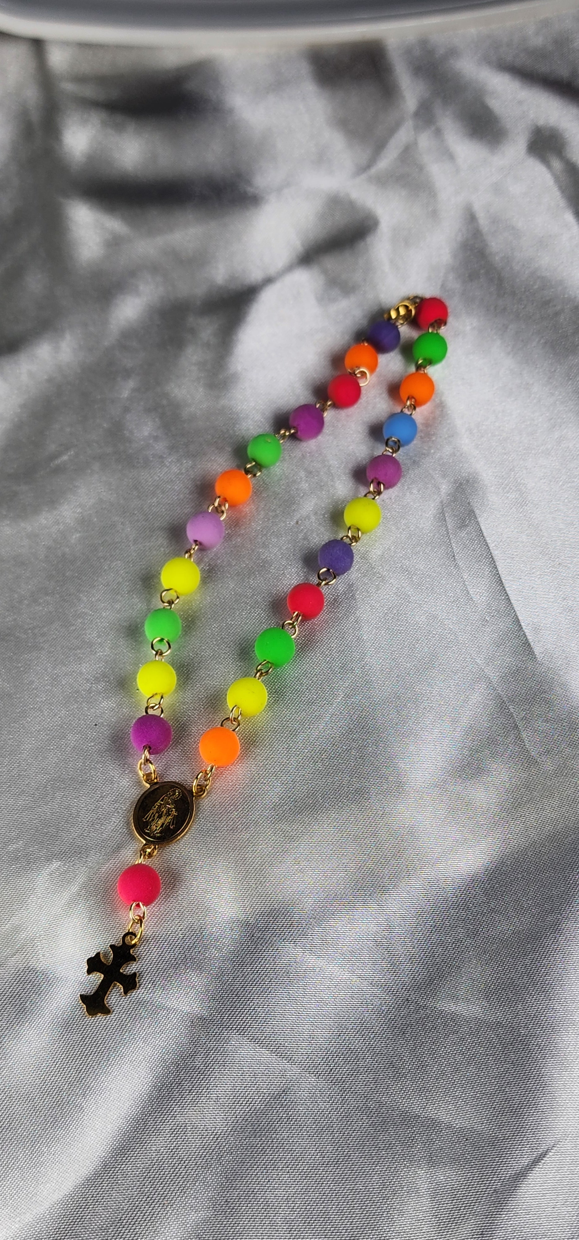 💮Multicolor rosary anklet.📿