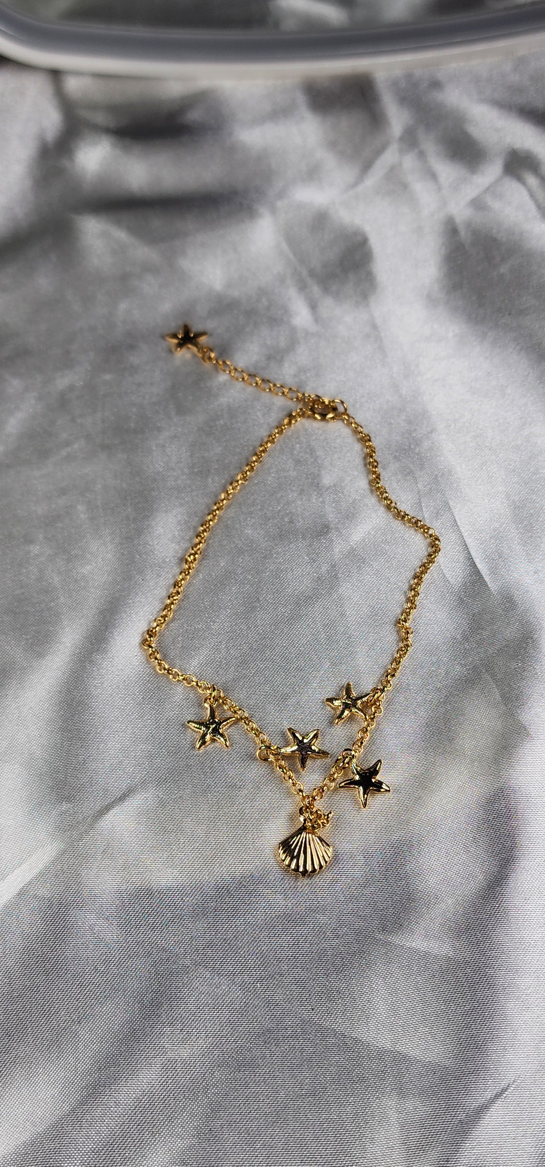 💮Gold-plated starfish and shell anklet.📿