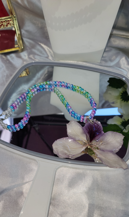 🏵️Beautiful natural wild purple Hibiscus flower necklace.📿