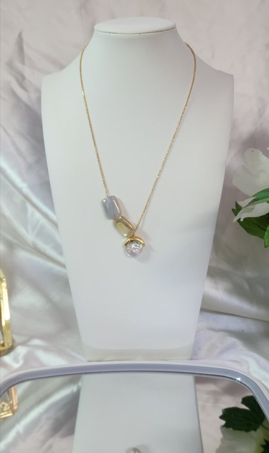 💮Square pearl and hazelnut choker.📿